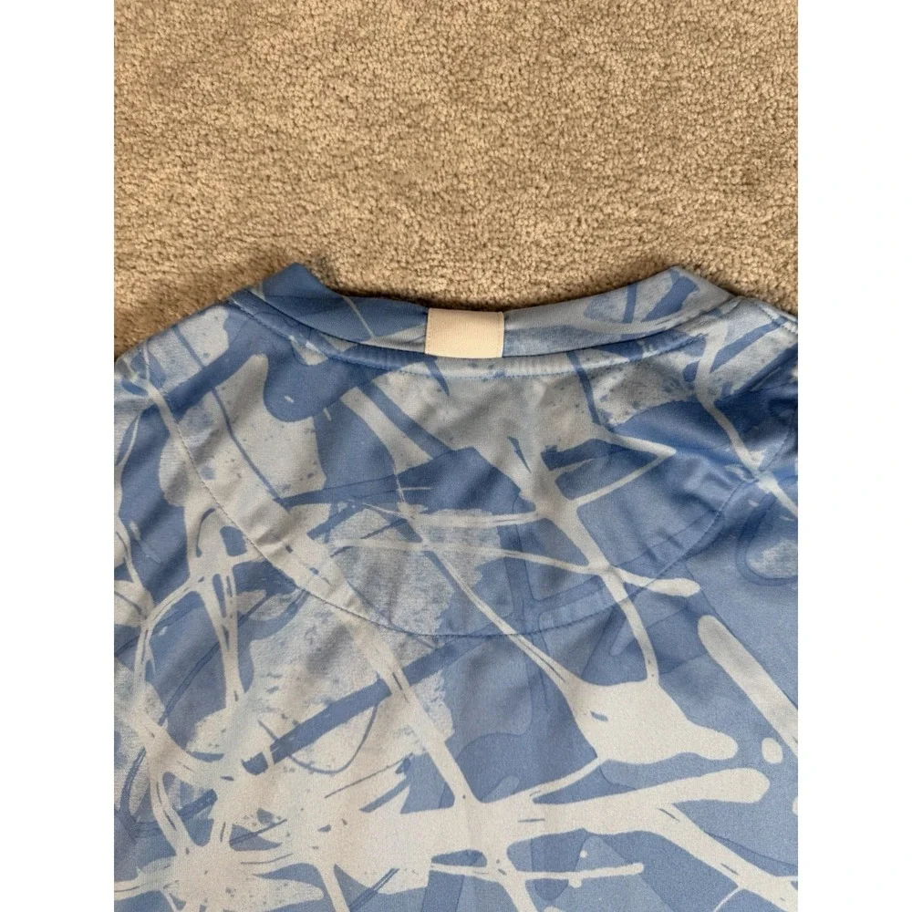 Nike Air Jordan UNC North Carolina Tar Heels Blue L/S Abstract Shirt Mens Medium